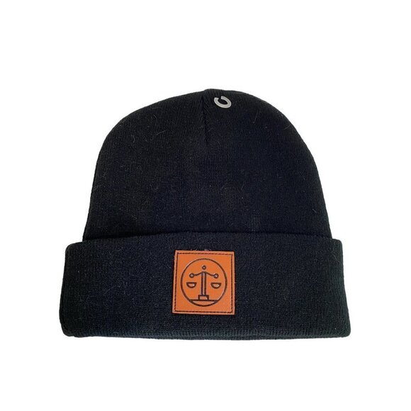 New Black Knit Beanie Unisex Libra Horoscope One Size NWOT - Picture 1 of 6